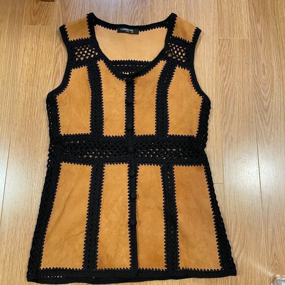 Vintage Prêt-à-Porté Paris Genuine Suede Wool Knit Vest - M - Picture 3 of 10